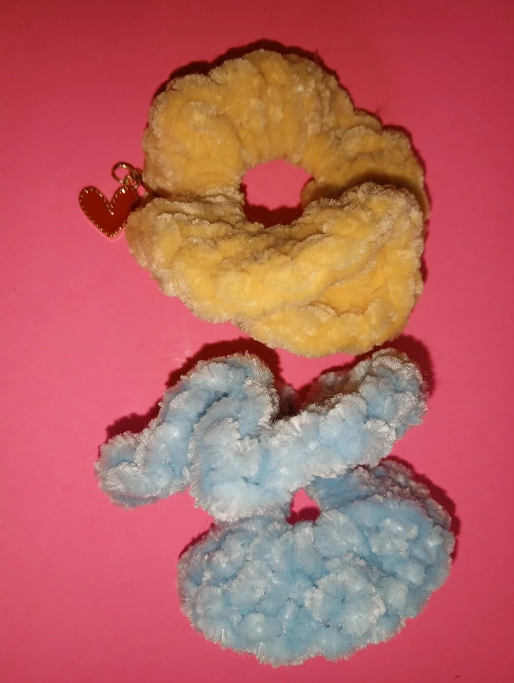 Fuzzy Pastel Two Sizes Hand Crocheted Scrunchie Sets